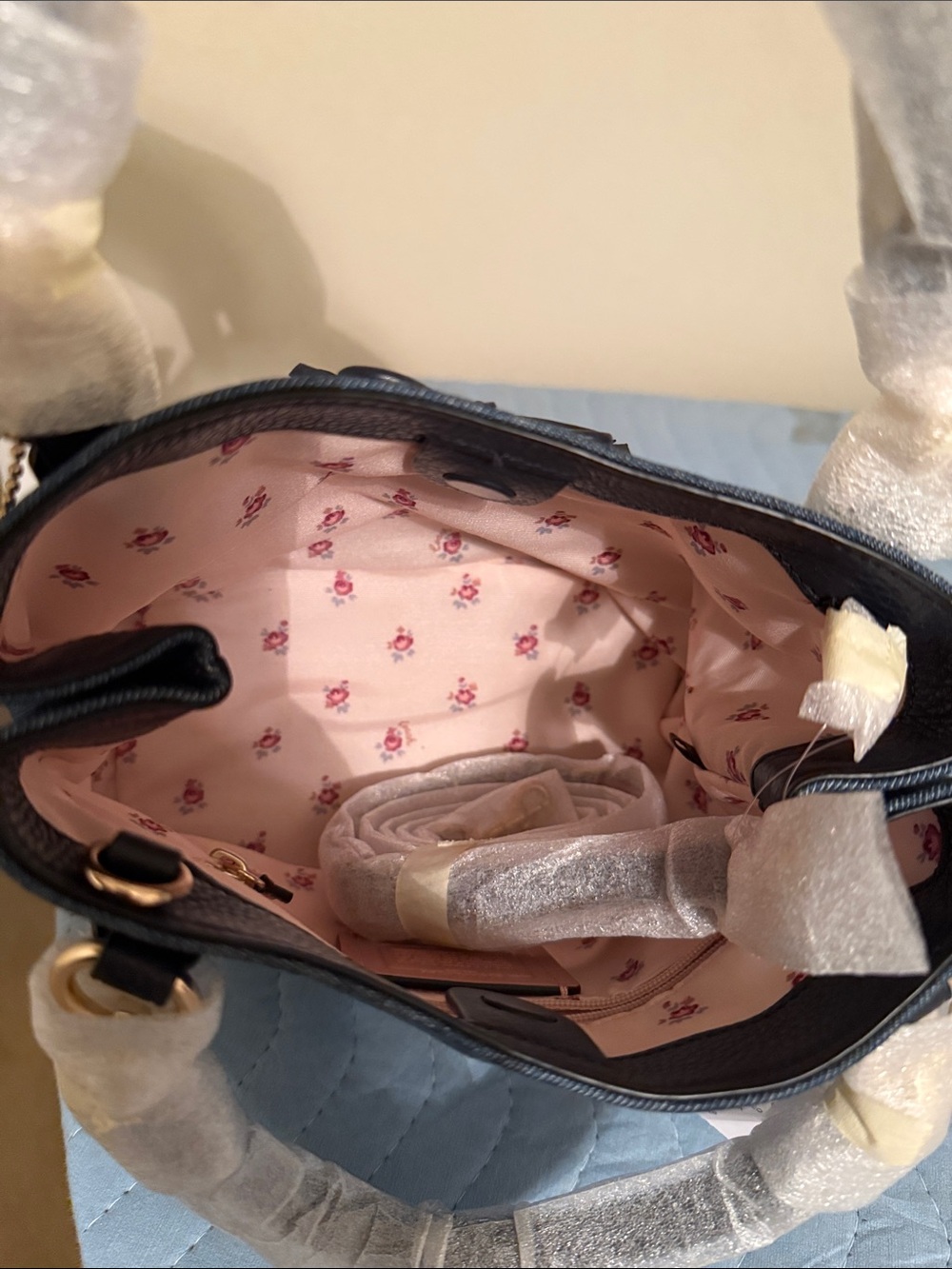 Coach Denim and Black Leather Small Satchel - Gold Hardware - Picture 4 of 10